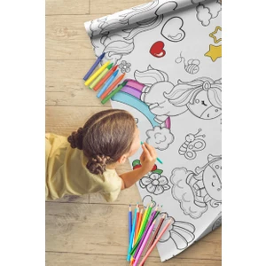 Ceo Design Unicorn Temalı 2,5 Metre Dev Boyama Kağıdı Anaokulu Kreş ve Çocuklar Için Aktivite