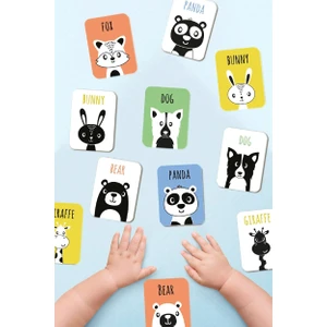 Ahşap Eşleştirme Kartları Hafıza Oyunu Wooden Memory Game Renkli Hayvanlar