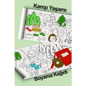Ceo Design Kamp Yaşamı Temalı 2,5 Metre Dev Boyama Kağıdı Çocuklar Anaokulları Kreş ve Tatil Aktiviteleri