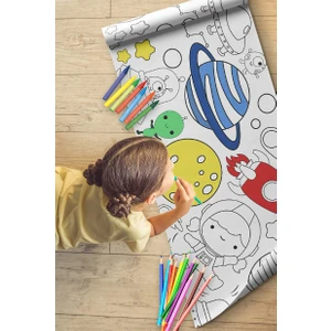 Ceo Design Uzay Temalı 2,5 Metre Dev Boyama Kağıdı Çocuklar Anaokulu ve Kreşler Için Aktivite