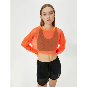 Crop File Tişört Spor Uzun Kollu Bisiklet Yaka