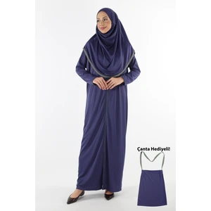 2199_ Fermuarlı Başörtülü Tesettür Namaz Elbisesi