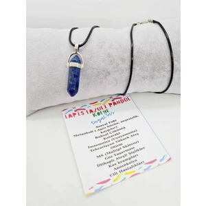 Doğal Taş Dünyası Sertifikalı Lapis Lazuli Doğal Taş Pandül Kolye Zincir ve Ip Dahil