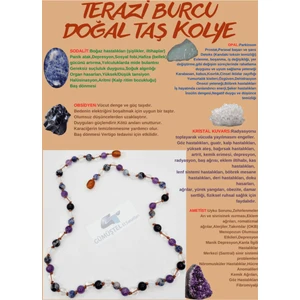 Doğal Taş Dünyası Sertifikalı Özel Tasarım Terazi Burcu Kolye Sodalit Sitrin Aventurin Pembe Kuvars Akik