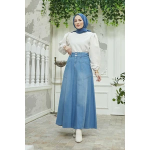 2195-DENIM  Mevlana Kot Etek Koyu Mavi
