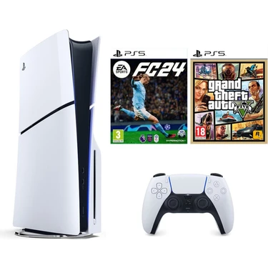 Sony Playstation 5 Slim İthalatçı Garantili + Fifa Fc 24 + Gta