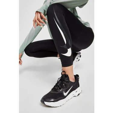 Nike One Dri Fit Big Double Swoosh Leggings Toparlay c 2 Ic Cepli Siyah