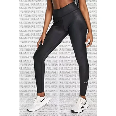 Nike One Dri Fit Training Shine Black Leggings Toparlayıcı 2 Iç Cepli Siyah Parlak