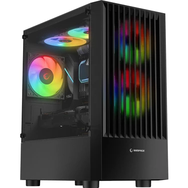 Rampage Lyra Mesh Temperli Camlı Siyah 3* 12CM Rgb Fan M-Atx Mini-T Gaming Oyuncu