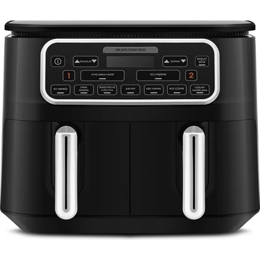 Karaca Air Pro Cook Duo Ev Yemeği Xxxl 4+4 Litre Airfryer Black Chrome 8