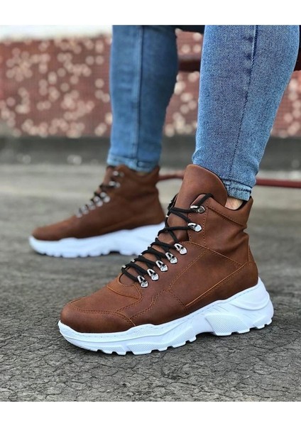 Kalın Tırtıklı Yüksek Tabanlı Taba Uzun Bağcıklı Yarım Bilek Erkek Trekking Bot