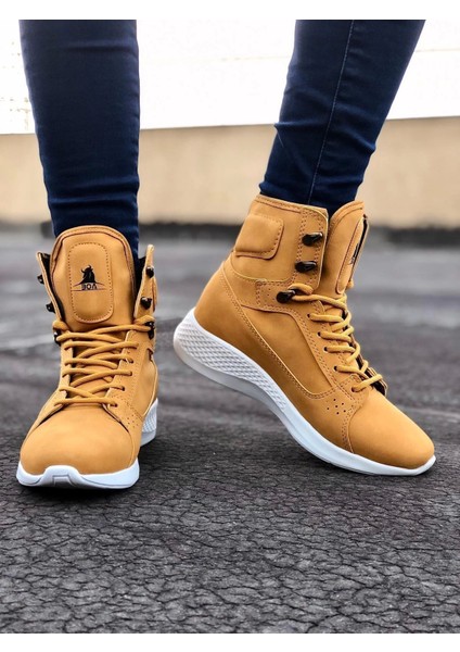 Bağcıklı Camel Sarı Kısa Boksör Unisex Spor Postal Bot