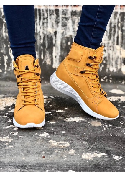 Bağcıklı Camel Sarı Kısa Boksör Unisex Spor Postal Bot