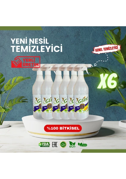 6 x 1 Lt %100 Bitkisel Çok Amaçlı Efsane Genel Temizleyici Tamamen Kokusuz