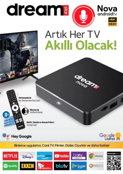 Nova 4K Lisanslı Android Tv Box Drm-Nova