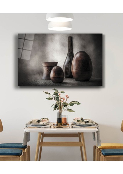 Ahşap Objeler Cam Tablo Wooden Objects