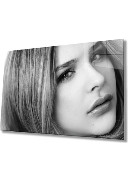 Siyah Beyaz Insan Fotoğrafları Kadın Cam Tablo