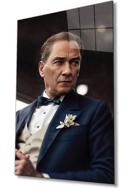 Yapay Zeka Atatürk Portresi Cam Tablo Ev ve Ofis Duvar Dekoru