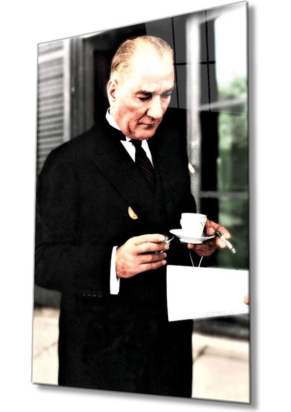 Dekor Artı Atatürk Portresi Cam Tablo Ev ve Ofis Duvar Dekoru