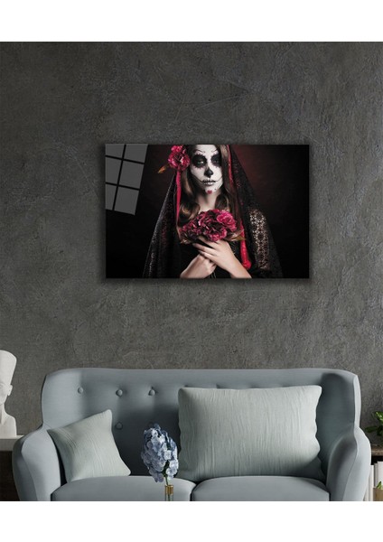 Kadınlar Ölü Gelin Şeker Kafatası Cam Tablo fiyatları