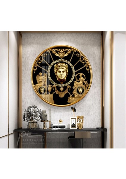 Antik Desenler Yuvarlak Cam Tablo