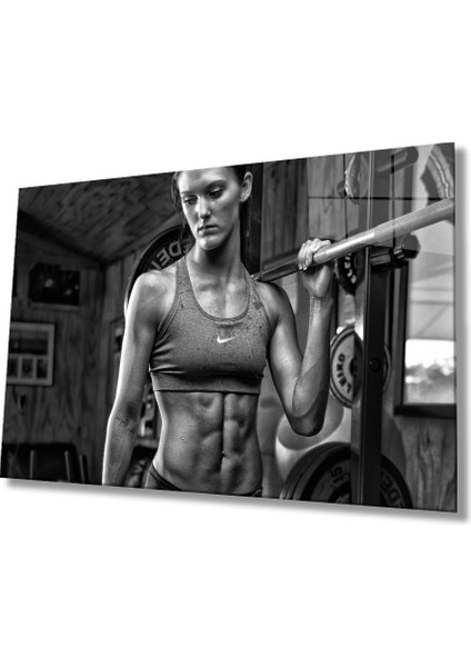 Siyah Beyaz Insan Fotoğrafları Kadın Cam Tablo