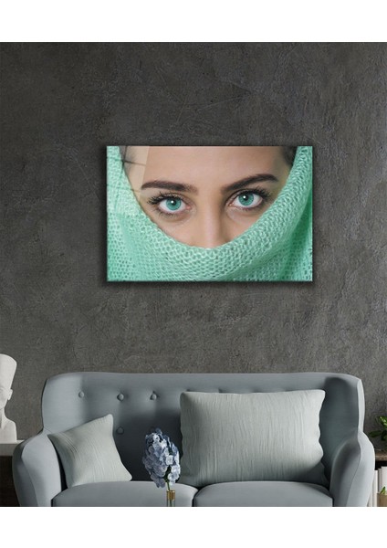 Kadınlar Turkuaz Göz Cam Tablo Women Turquoise Eye fiyatları