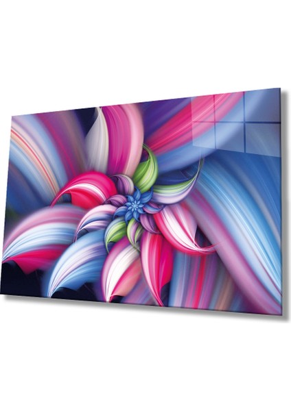 Renkli Fraktal Soyut Cam Tablo Ev ve Ofis Duvar Dekoru