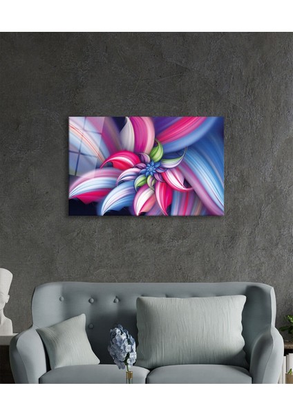 Renkli Fraktal Soyut Cam Tablo Ev ve Ofis Duvar Dekoru modelleri