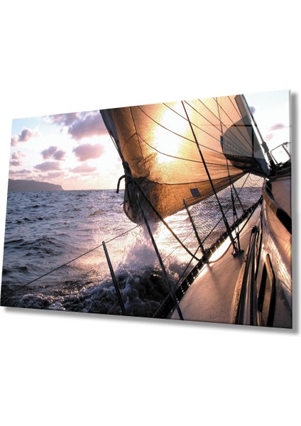 Gün Batımında Yelken Cam Tablo Sunset Sail Table