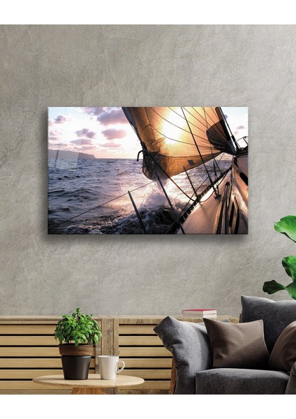 Gün Batımında Yelken Cam Tablo Sunset Sail Table fiyatları
