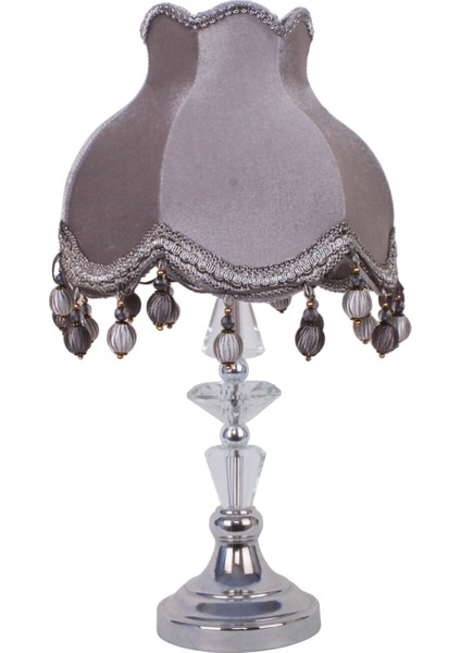 Gri Kadife Kaplı Vintage Abajur Kristal Cam Ayak 30X50CM AB1011 fiyatları