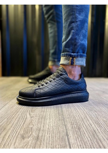 Bağcıklı Cilt Deri Ortopedik Yüksek Taban Siyah (Siyah ) Erkek Günlük Sneaker Ayakkabı fırsatları