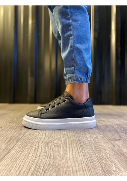 3 Bantlı Cilt Deri Ortopedik Taban Siyah (Beyaz ) Erkek Günlük Sneaker Ayakkabı fırsatları