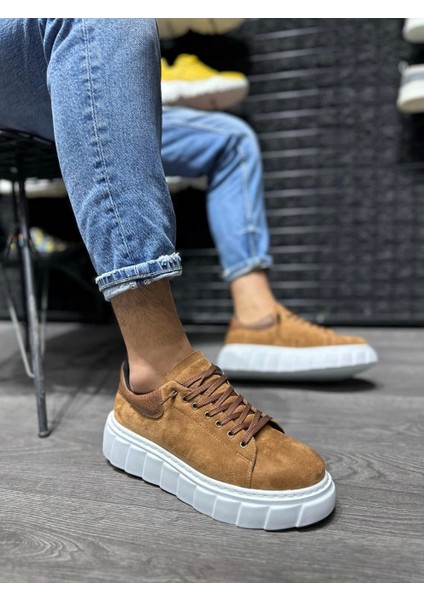 Bağcıklı Süet Ortopedik Yüksek Taban Taba Erkek Günlük Sneaker Ayakkabı