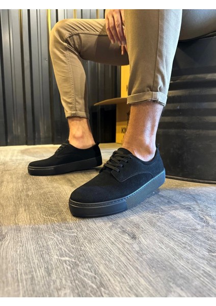 Bağcıklı Süet Ortopedik Taban (Siyah ) Erkek Casual Günlük Ayakkabı