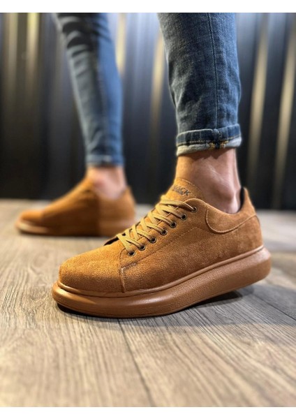 Bağcıklı Süet Ortopedik Yüksek Taban Taba Erkek Günlük Sneaker Ayakkabı