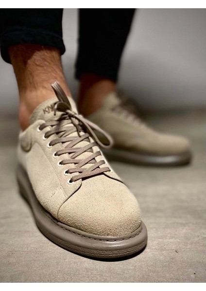 Bağcıklı Süet Ortopedik Yüksek Taban Vizon Süet Erkek Günlük Sneaker Ayakkabı