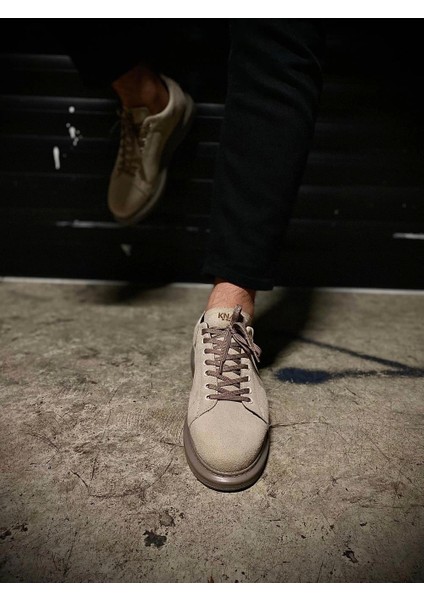 Bağcıklı Süet Ortopedik Yüksek Taban Vizon Süet Erkek Günlük Sneaker Ayakkabı
