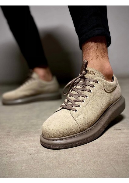 Bağcıklı Süet Ortopedik Yüksek Taban Vizon Süet Erkek Günlük Sneaker Ayakkabı