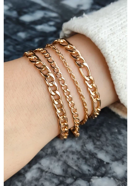 Trend Collection Kadın 4 Lü Bileklik Seti Altın Kaplama Gold Ekonomik Kombin