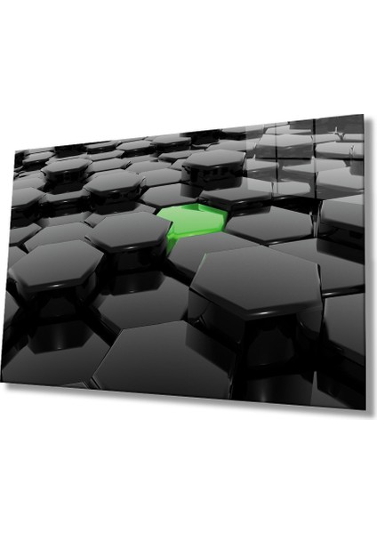 Siyah Yeşil Tuşlar Cam Tablo Black Green Keys