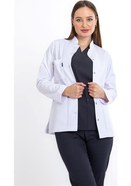 Kadın Hakim Yaka, Uzun Kol, Ceket Boy Beyaz Laboratuvar Önlüğü , Öğretmen Önlüğü , Doktor Önlüğü