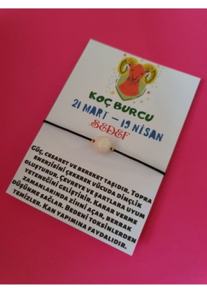Sertifikalı Koç Burcu Sedef Doğal Taşlı Ip Burç Bilekliği