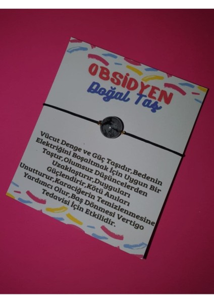 Sertifikalı Karlı Obsidyen Taşı Bileklik