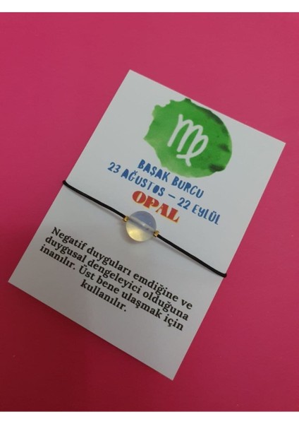 Sertifikalı Başak Burcu Opal Doğal Taş Ip Burç Bilekliği