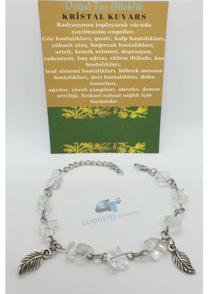 Sertifikalı Kristal Kuvars Taşı Bileklik Orijinal Doğal Taş Tasarım Bileklik