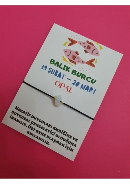 Sertifikalı Balık Burcu Opal Doğal Taşlı Ip Burç Bilekliği