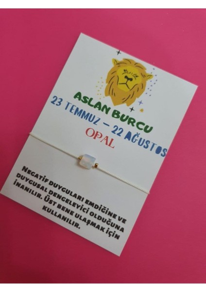 Sertifikalı Aslan Burcu Opal Doğal Taşlı Ip Burç Bilekliği