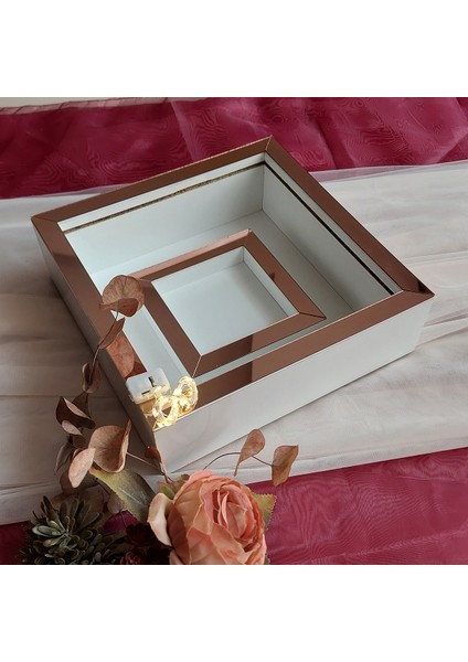 25X25 cm Fotoğraf Bölümlü Ledli Beyaz-Rose Yarı Pleksi Kaplamalı Derin Anı Çerçevesi! Gül Kutusu! Isimsiz modelleri